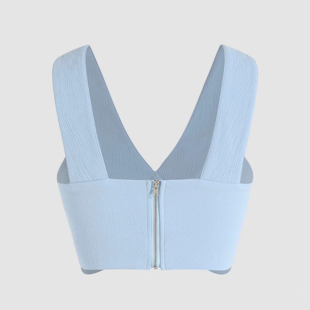 Solid Texture Crop Top - Picture 2 of 3